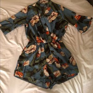 Aqua floral women’s romper